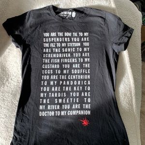 Dr Who black short sleeve tee with “love”saying.
